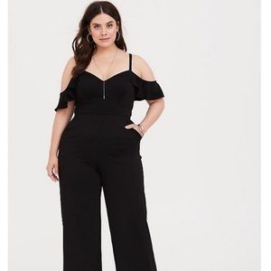 SPECIAL OCCASION BLACK WIDE LEG PONTE JUMPSUIT